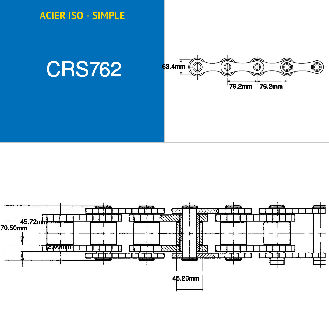 Catena a rulli singola ISO 48B-1 da 5 metri in acciaio con passo da 76,2 mm-Leggi tutto