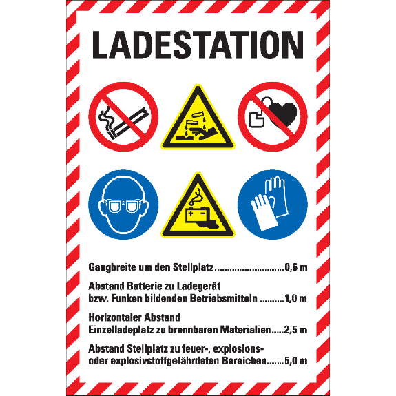 Hinweis-Kombischild LADESTATION, Text/Piktogramme ASR/ISO, Kunststoff, 300x200mm-Leggi tutto