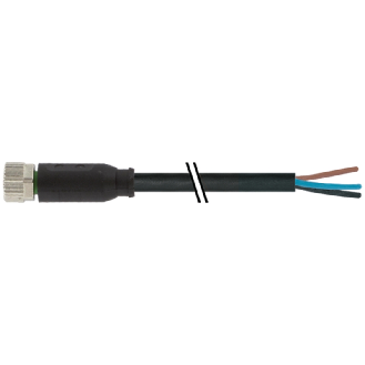 M08A Fem Droit 3p; Câble PVC UL/CSA 3x0.25 Noir 2m - 7000-08041-6100200-Lire la description
