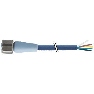 M12A Fem Droit 5p Inox F&B; Câble TPE-S 5x0.34 Bleu 15m - 7024-12241-3391500-Lire la description