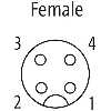 M12A Fem Coudé 4p LED PNP; Câble PUR (UL/CSA) 4x0.34 Gris Cpc 5m - 7000-12421-2340500