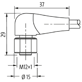 M12A Fem Coudé 4p Inox F&B; Câble TPE-S 4x0.34 Bleu 5m - 7024-12341-3210500-Lire la description