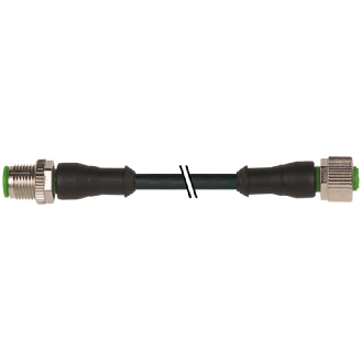 M12A Fem Droit 4p/M12A Mâle Droit 4p; PVC (UL/CSA) 4x0.34 Noir 4m - 7000-40021-6140400-Lire la description