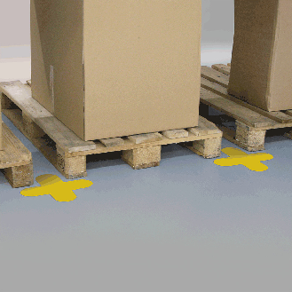 Bodenmarkierer X-Stücke, Rutschhemmung R10, gelb, Spezial-Kunststoff, 320x320x100mm, 10/VE-Beschreibung lesen