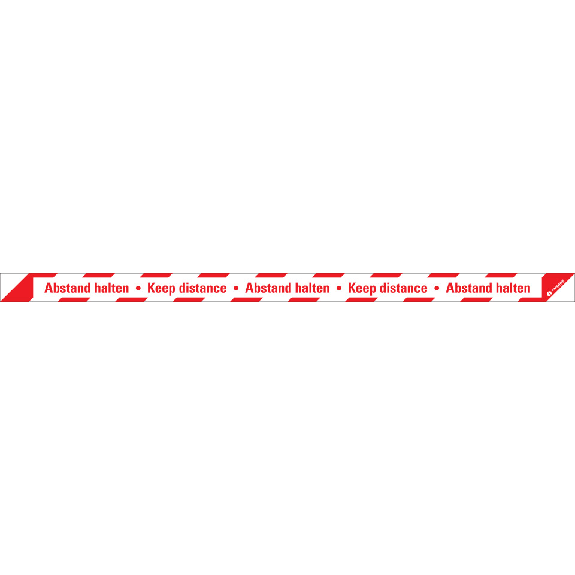 Bodenmarkierung Abstand halten - Keep Distance, deutsch/englisch, R10, Bodenmarkierungsfolie,  50x1000mm-Beschreibung lesen