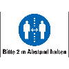 Boden-Hinweisschild Bitte 2 m Abstand halten, Rutschhemmung R10, Bodenmarkierungsfolie, 300x200mm, ASR A1.5 1,2