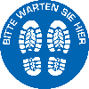 Bodenzeichen Bitte warten Sie hier, Rutschhemmung R10, Bodenmarkierungsfolie, Ø 400mm Bodenzeichen Bitte warten Sie hier, Rutschhemmung R10, Bodenmarkierungsfolie, Ø 400mm