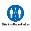 Boden-Hinweisschild Bitte 2 m Abstand halten, Rutschhemmung R10, Bodenmarkierungsfolie, 400x300mm, ASR A1.5 1,2