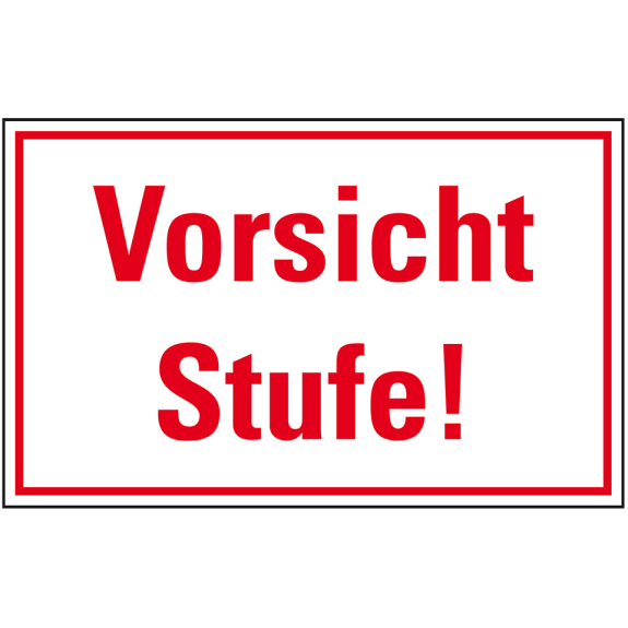 Boden-Hinweisschild Vorsicht Stufe!, Rutschhemmung R10, Bodenmarkierungsfolie, 400x300mm, ASR A1.5-Beschreibung lesen
