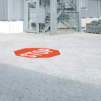 PREMARK Bodenzeichen STOP-Zeichen, Rutschhemmung R12, zur Kennzeichnung von Verkehrswegen, Ø 1000mm-Beschreibung lesen