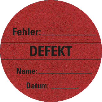 Organisationsetikett Defekt, rot, Primärfaser-Graspapier, Ø 60mm, 6/Bogen-Beschreibung lesen