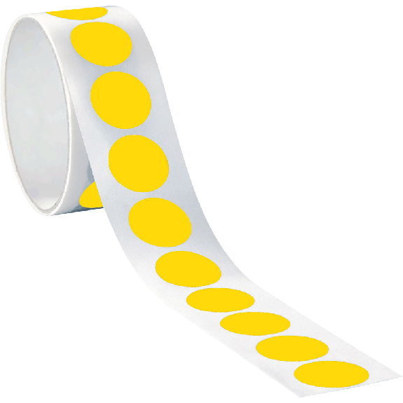 Markierungspunkt, blanko, gelb, Folie, selbstklebend, Ø 37mm, 100/Rolle Markierungspunkt, blanko, gelb, Folie, selbstklebend, Ø 37mm, 100/Rolle-Beschreibung lesen
