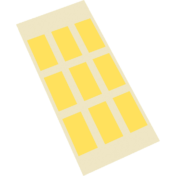 Etikett, eckig, beschriftbar, gelb, Haftpapier, ablösbar, 50x25mm, 9/Bogen-Beschreibung lesen