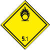 Gefahrgutzettel (Placards) Kl. 5.1 Entzündend wirk., Folie, seewasserbeständig, 250x250mm, IMDG-Code, GGVSEB, ADR, IATA