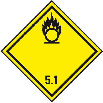 Gefahrgutzettel (Placards) Kl. 5.1 Entzündend wirk., Folie, seewasserbeständig, 250x250mm, IMDG-Code, GGVSEB, ADR, IATA-Beschreibung lesen