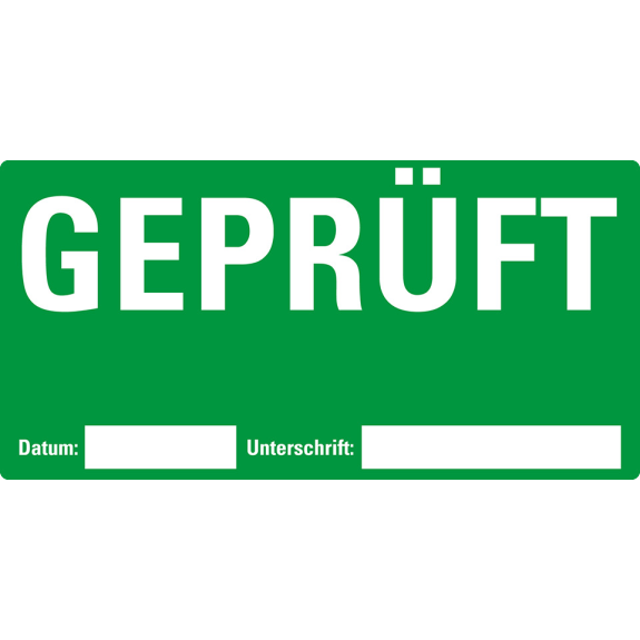 Etikett GEPRÜFT, beschriftbar, grün, Haftpapier, ablösbar, 148x74mm, 500/Rolle Etikett GEPRÜFT, beschriftbar, grün, Haftpapier, ablösbar, 148x74mm, 500/Rolle-Beschreibung lesen