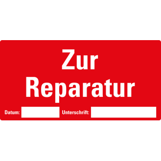 Etikett Zur Reparatur, beschriftbar, rot, Haftpapier, ablösbar, 148x74mm, 500/Rolle-Beschreibung lesen
