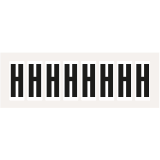 Buchstabe H, weiß/schwarz, Folie, Schrifthöhe 50mm, 65,0x29,8mm, 10/Bogen-Beschreibung lesen