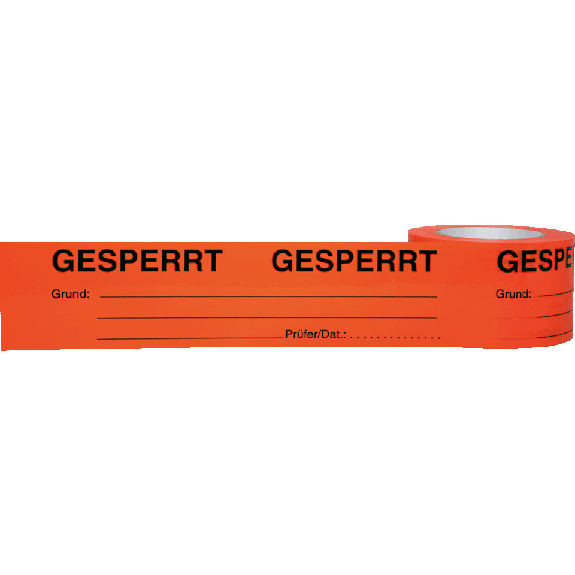 Qualitätsband GESPERRT, orange/schwarz, Polypropylen, selbstklebend, 46my, 75mm, 66m/Rolle Qualitätsband GESPERRT, orange/schwarz, Polypropylen, selbstklebend, 46my, 75mm, 66m/Rolle-Beschreibung lesen
