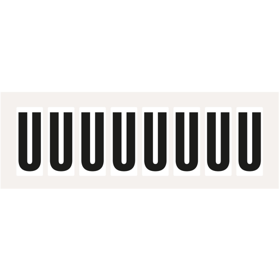 Buchstabe U, weiß/schwarz, Folie, Schrifthöhe 60mm, 78x35,7mm, 10/Bogen Buchstabe U, weiß/schwarz, Folie, Schrifthöhe 60mm, 78x35,7mm, 10/Bogen-Beschreibung lesen