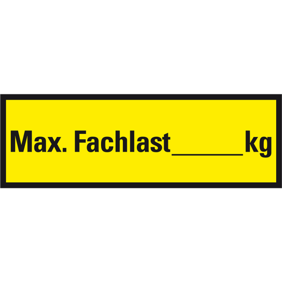 Regalbelastungsaufkleber Fachlast, gelb/schwarz, Folie, selbstklebend, 150x50mm, 5/Bogen-Leggi tutto
