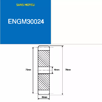 ENGM30024 - 24 dents - Module : 3 - Diamètre primitif : 72mm - Diamètre extérieur : 78mm - Largeur de la dent : 30mm-Lire la description
