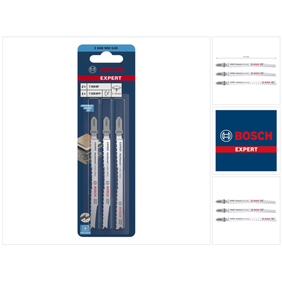 Bosch EXPERT Hardwood 2-side clean Stichsgeblatt-Set, 2-tlg., T308BF/BFP-Beschreibung lesen