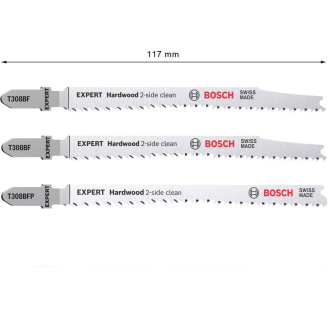Bosch EXPERT Hardwood 2-side clean Stichsgeblatt-Set, 2-tlg., T308BF/BFP-Beschreibung lesen