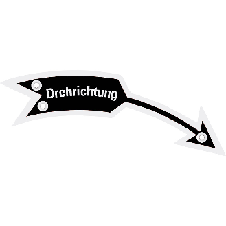 Drehrichtungspfeil rechts mit Text, schwarz, Aluminium eloxiert, 105x21mm-Beschreibung lesen