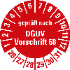 Prüfplakette gepr.n. DGUV Vorschrift 68,26-31,rot,Folie,selbst.,Ø 30mm,10/Bogen