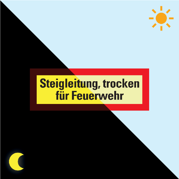 PERMALIGHT power langnachleuchtend Feuerwehrschild Steigleitung, trocken f.Feuerw., Folie, 210x74mm-Beschreibung lesen