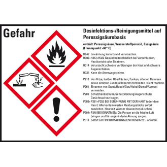 GHS-Etikett Desinfektion-/Reinig.., GefStoffV/GHS/CLP, Folie, 74x105mm, 8/Bogen-Beschreibung lesen