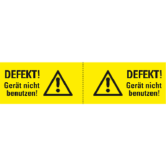 Steckerkennzeichnung Defekt, gelb/schwarz, Folie, 120x30mm, 3/Bogen-Beschreibung lesen