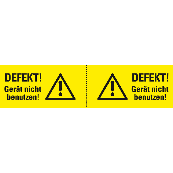 Steckerkennzeichnung Defekt, gelb/schwarz, Folie, 120x30mm, 3/Bogen Steckerkennzeichnung Defekt, gelb/schwarz, Folie, 120x30mm, 3/Bogen-Beschreibung lesen