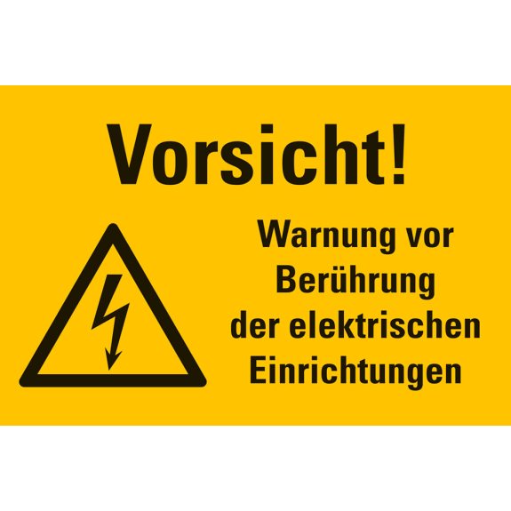 Kombi-Warnschild Vorsicht! Warnung vor Berührung, RoHS konform, Folie, 300x200mm-Beschreibung lesen