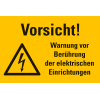 Kombi-Warnschild Vorsicht! Warnung vor Berührung, RoHS konform, Folie, 300x200mm