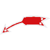 Drehrichtungspfeil links ohne Text, rot, Aluminium eloxiert, 105x21mm Drehrichtungspfeil links ohne Text, rot, Aluminium eloxiert, 105x21mm
