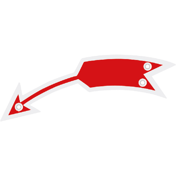 Drehrichtungspfeil links ohne Text, rot, Aluminium eloxiert, 105x21mm Drehrichtungspfeil links ohne Text, rot, Aluminium eloxiert, 105x21mm-Beschreibung lesen