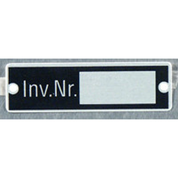 Inventarschild mit Bohrungen,Inv.-Nr.,Aluminium eloxiert mit Bohrungen,15x50mm Inventarschild mit Bohrungen,Inv.-Nr.,Aluminium eloxiert mit Bohrungen,15x50mm-Beschreibung lesen