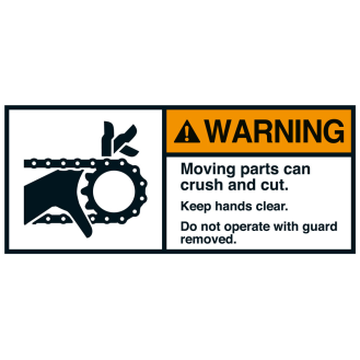 ANSI-Aufkleber WARNING Moving parts...Lock-out,UL anerk.,Folie,35x80mm,2/Bogen-Beschreibung lesen