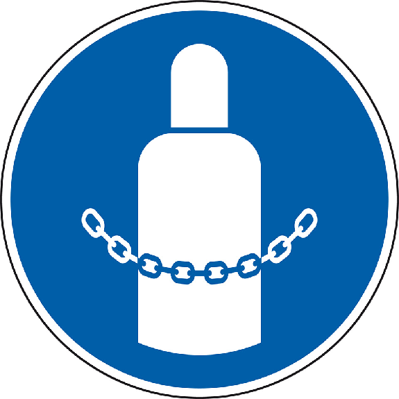Gebotsschild Gaszylinder absichern, Kunststoff, Ø 200mm, DIN EN ISO 7010 Gebotsschild Gaszylinder absichern, Kunststoff, Ø 200mm, DIN EN ISO 7010-Beschreibung lesen