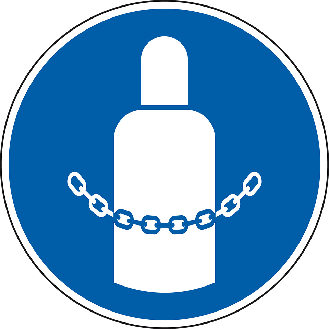Gebotsschild Gaszylinder absichern, Kunststoff, Ø 200mm, DIN EN ISO 7010-Beschreibung lesen