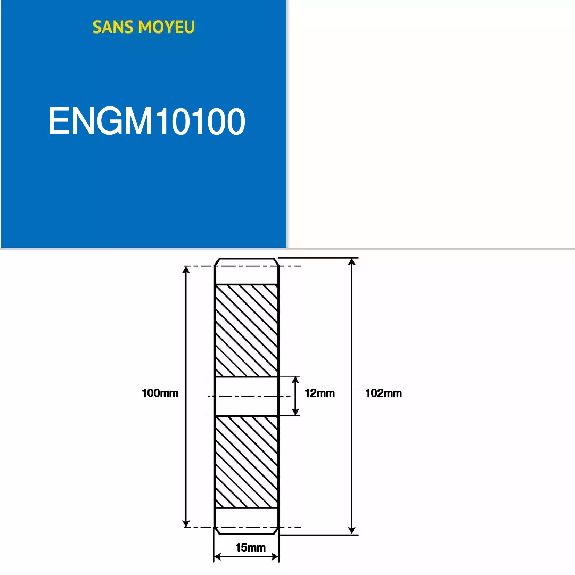 ENGM10100 - 100 denti - Modulo: 1 - Diametro primitivo: 100mm - Diametro esterno: 102mm - Larghezza dente: 15mm-Leggi tutto