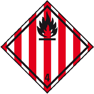 Gefahrgutzettel (Placards) Kl.4.1 Entzündb... Stoffe, Folie, seewasserbeständig, 250x250mm, IMDG-Code, GGVSEB, ADR, IATA-Beschreibung lesen