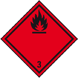 Gefahrgutzettel (Placards) Kl. 3 Entzündb.Flüssigkeiten, Folie, seewasserbeständig, 250x25, IMDG-Code, GGVSEB, ADR, IATA-Beschreibung lesen