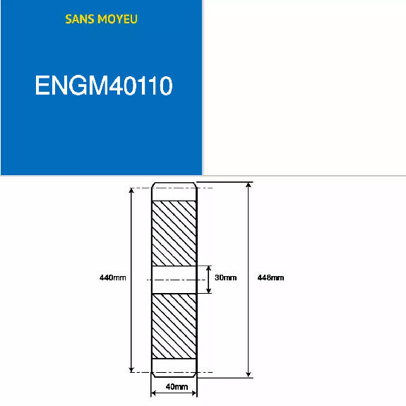 ENGM40110  110 Zähne  Modul: 4  Teilungsdurchmesser: 440 mm  Außendurchmesser: 448 mm  Zahnbreite: 40 mm-Beschreibung lesen
