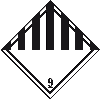 Gefahrgutzettel (Placards) Kl.9 Verschiedene..Stoffe, Folie, seewasserbeständig, 250x250mm, IMDG-Code, GGVSEB, ADR, IATA