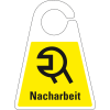Qualitätsanhänger Nacharbeit, beidseitig bedruckt, gelb, Kunststoff, 120x165mm