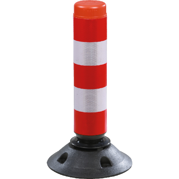Absperrpfosten FlexPin, mit Zylinderfuß, überfahrbar, rot/weiß, Kunststoff, 460mm-Beschreibung lesen