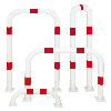 Schutzbügel, zum Einbetonieren, rot/weiß, Stahl, verzinkt, Ø76mm, 1000x650(1050)mm